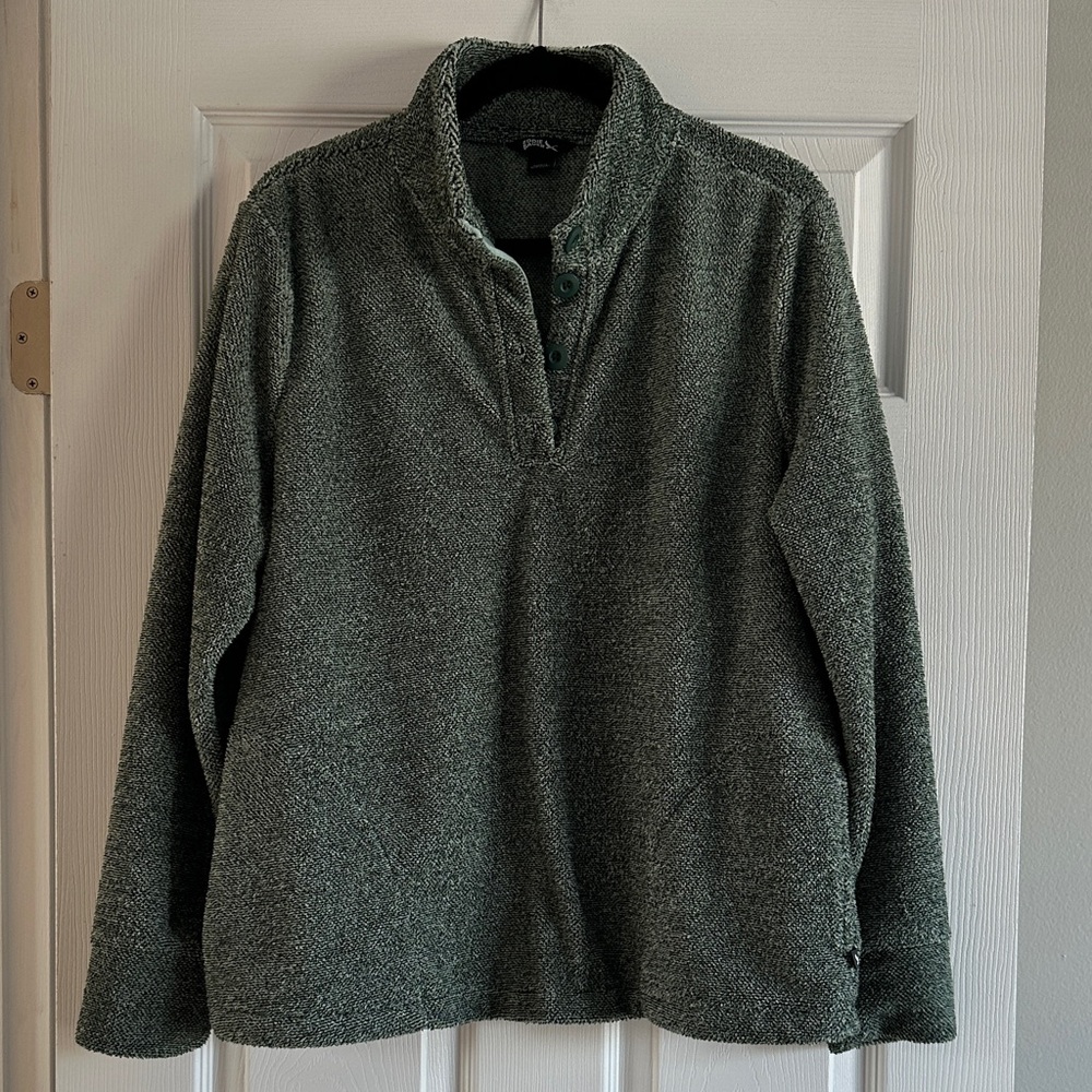 Eddie Bauer Women's Quarter Button Front Pocket Pullover Sweater